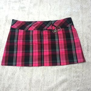 Vintage Retro Y2K Wet Seal Plaid Pink & Black Women's Mini Skirt Size 9.